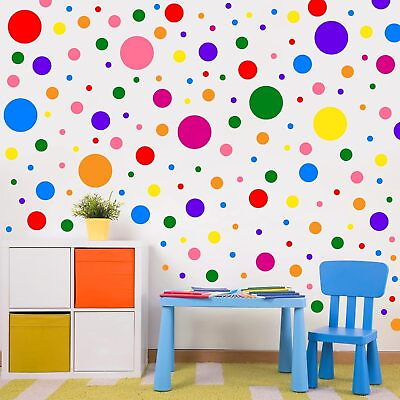 #ad 1240Pcs Polka Dot Wall Decals Colorful Boho Wall Decal Peel and Stick Kids Wall $18.16
