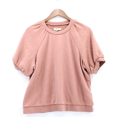 #ad Madewell Sweatshirt Womens Pink Short Sleeve Puff Sleeve Pullover Large L $15.00