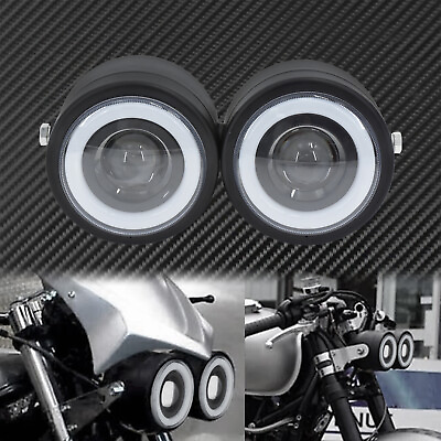#ad Black Twin Headlight Motorcycle Double Dual Lamp Fit For Harley Softail Honda GBP 26.99