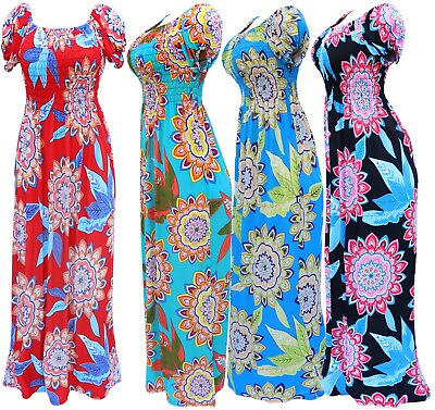 #ad Women#x27;s Floral Smocked Summer Sundress Long Dress $16.95
