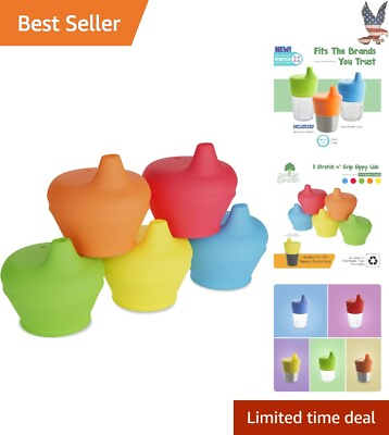 #ad Universal Silicone Sippy Cup Lids 5 Pack Leak Proof Spill Proof Portable $26.99