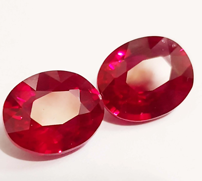 #ad 16.05 Ct 2 PCs Pair Certified Natural Red Ruby Loose Gemstone Ring Size Oval $14.93