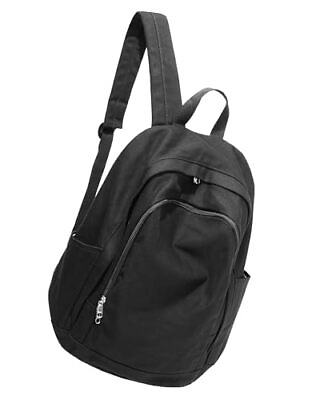 #ad Black Canvas Backpack for Men Laptop Backpack College Backpack for Women Casu... $28.86