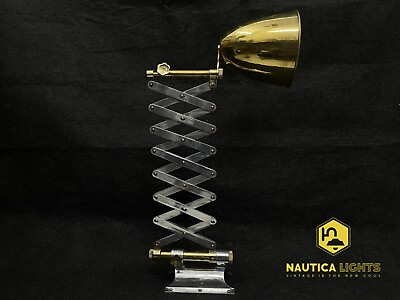 #ad Nautical Home Decor Aluminum amp; Brass Stretchable Scissor Antique Lamp Fixture $313.28