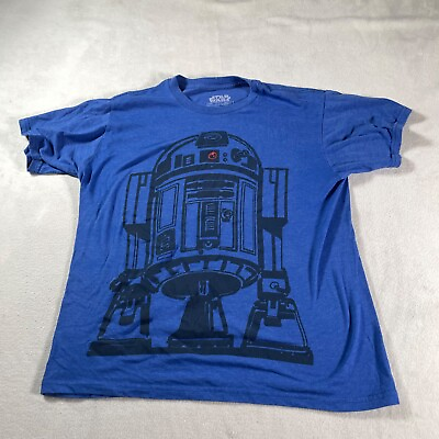 #ad R2 D2 Shirt Mens Medium Blue Graphic Tee Star Wars Hero Robot Costume Party Top $6.46
