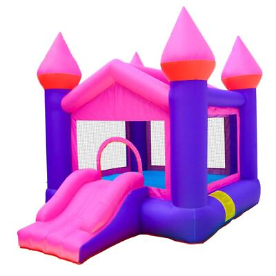 #ad Inflatable Pink Bouncy Castle House Kids Party Bouncy House with Air Blower f... $393.49