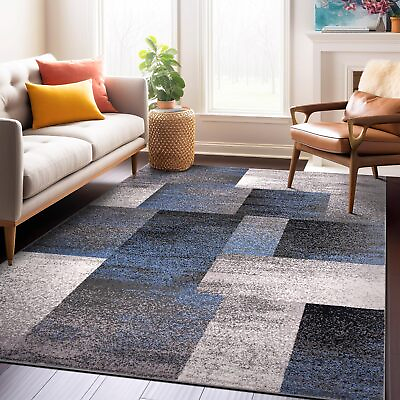 #ad Modern Distressed Boxes Area Rug 7#x27; 10quot; x 10#x27; Blue $164.44