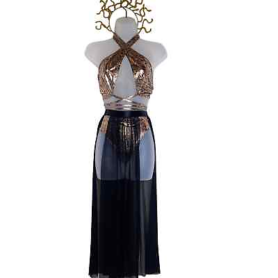 #ad New Medium Medusa Skirt Crown Metallic Halloween Costume Outfit Set Hydra Witch $27.20