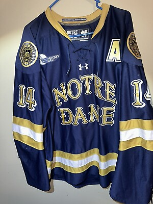 #ad Notre Dame Hockey Jersey. Alternate Captain Game Used Size 48 $399.99