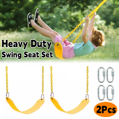 #ad 2Pack Outdoor Kids Swing Set Swing Seat Replacement Kits with Heavy Duty Chains $45.99