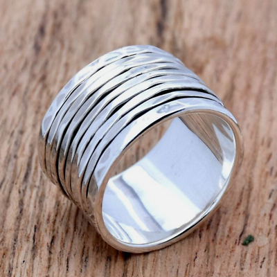 #ad Silver Spinner Ring 925 Sterling Silver Band Ring Handmade Ring Statement VTR $11.69