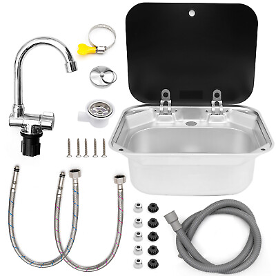 #ad RV Sink Hand Wash Basin Kitchen Sink Stainless Steel For RV Caravan Camper $159.99