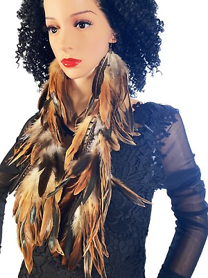 #ad Exlong Feather Earrings 18quot; Natural Hook Dangle  FREESHIPPING 3a23 $32.99