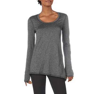 #ad SPLENDID Gray Black Athletic Stretch Asymmetrical Stretch Top Shirt Size XS EUC $29.99
