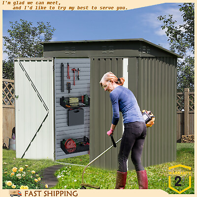 #ad 6 x 6 ft Outdoor Storage House Tool Shed Backyard Garden Tool Shed Heavy Suty US $218.77