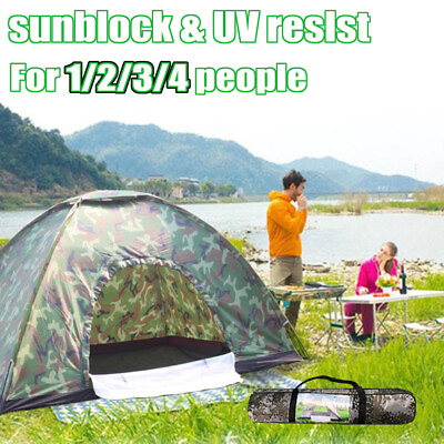 #ad 1 2 3 4 Tactical Camping Hiking Tent Outdoor Portable Manual Tent Waterproof $41.98