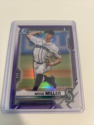 #ad Bryce Miller 2021 Bowman Chrome Draft Purple Refractor 250 Seattle Mariners $15.00