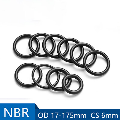 #ad Silicone Ring CS 6mm OD 17mm 175mm Black Silicon Gasket Food Grade Rubber O ring $1.89