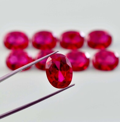 #ad AAA Natural Mozambique Red Ruby Oval Shape Loose Gemstone 50 Pcs Lot $26.39
