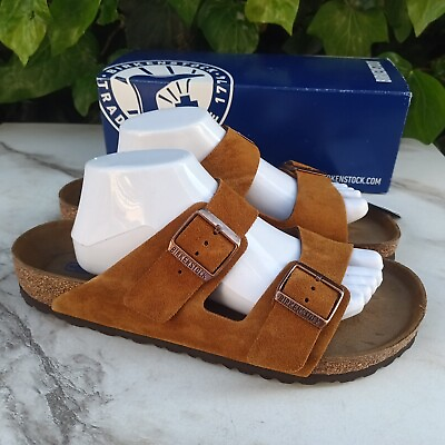 #ad Birkenstock BS Arizona Mink Brown Suede Soft Footbed Sandals Men#x27;s Size 43 $98.00