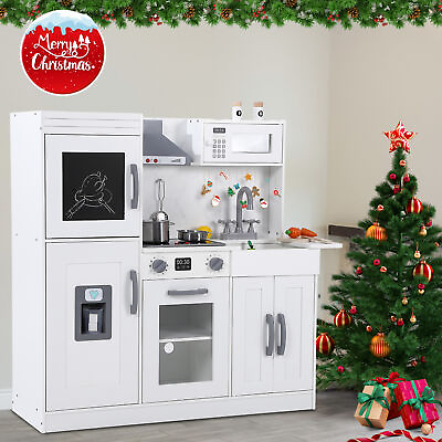 #ad Large Kitchen Kids Toy Wooden Playset With Lights amp; Sounds Pretend Toys White US $145.90