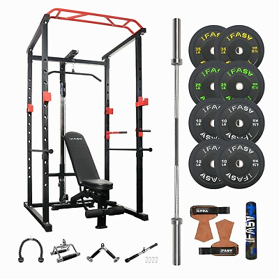 #ad IFAST Squat Rack Power Rack Capacity Home Gym Olympic Bar Weight Plates Bench $9.99