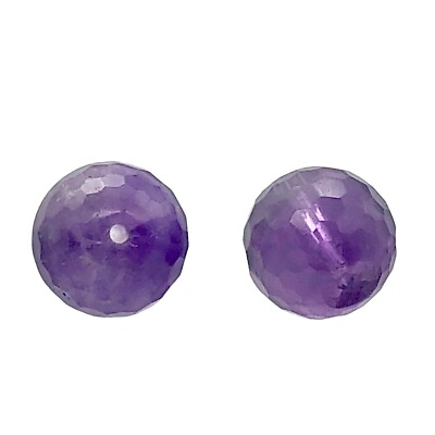 #ad Royal Natural Faceted Amethyst Bead 12mm Purple Round 2 Beads $19.99