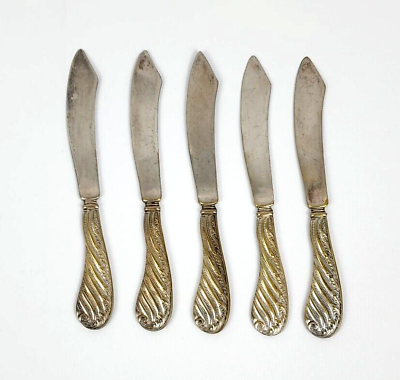 #ad Vintage 6quot; Long Butter Knives Sterling Plate Set of 5 $24.95
