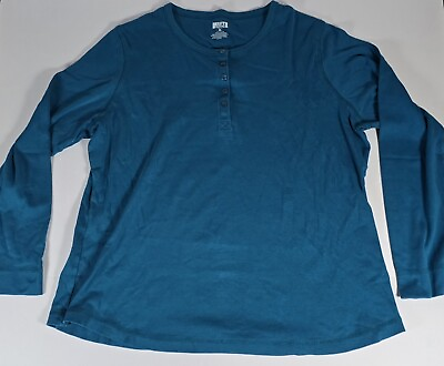 #ad Duluth Trading Co womens teal long sleeve 100% cotton shirt size XL $9.99