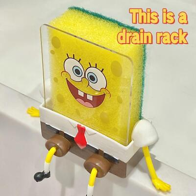 #ad Cartoon Sponge Holder SpongeBob Kitchen Organizer Storage Drain Rack Holder US $9.75