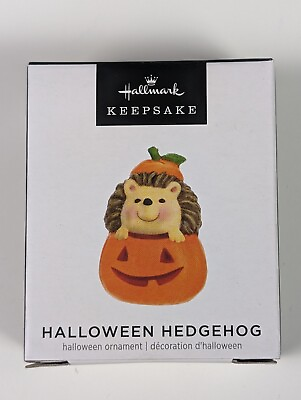 #ad 2023 Hallmark HALLOWEEN HEDGEHOG in Pumpkin Keepsake Ornament MINIATURE NEW $13.95