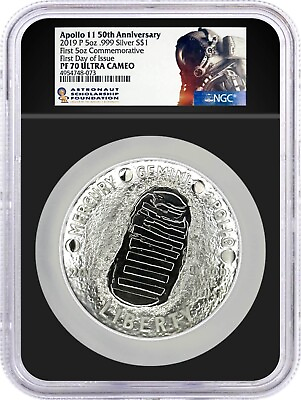 #ad 2019 P $1 Apollo 11 50th Anniversary 5oz .999 Silver NGC PF70 Ultra Cameo FDOI $349.00