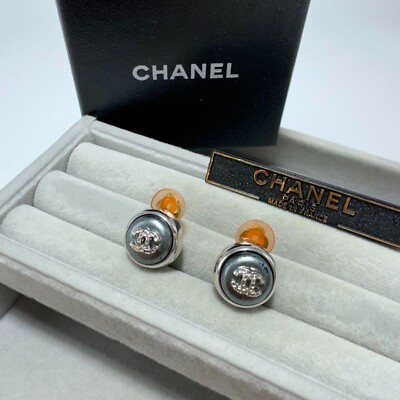 #ad Genuine Chanel earrings vintage Coco mark stamp 00A silver rare Japan 417 120 $375.00