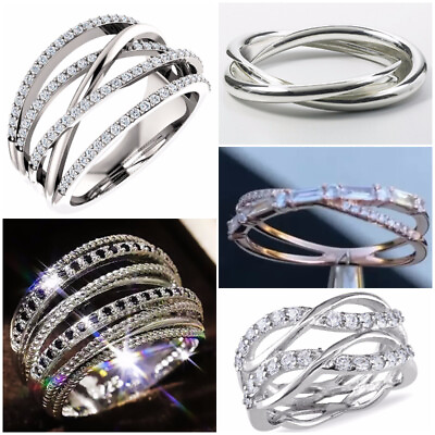#ad Circle Women Luxury 925 Silver Filled Cubic Zircon Anniversary Jewelry Sz 6 10 $2.42
