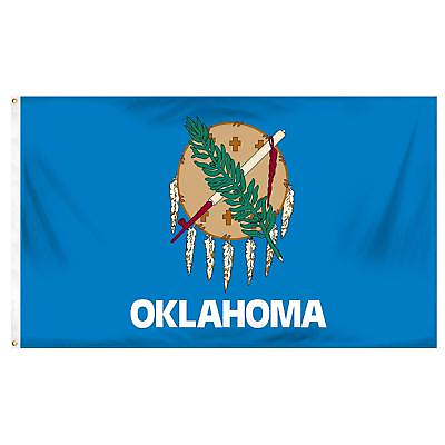 #ad Oklahoma State Flag 3x5 ft Printed Brass Grommets 150D Quality Polyester $10.88
