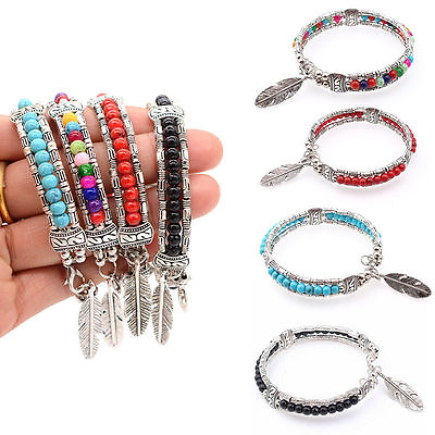 #ad Fashion Colorful Beads Bracelets Silver Plated Jewelry Turquoise Tibetan $1.42