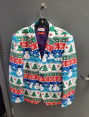 #ad Mens OppOsuits Ugly Christmas Snowman Suit Jacket Size Medium 38 40 $40.00
