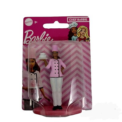 #ad Barbie Mini Figure Cake Topper NEW Barbie Career Chef Barbie Doll Collectibles $5.98