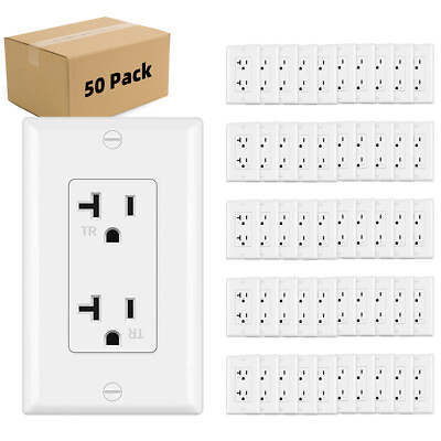 #ad 50Pack Outlet Socket Decora Duplex Receptacle 20 Amp 125 Volt Tamper Resistant $83.99