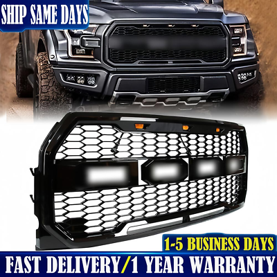#ad For 2015 2016 2017 Ford F150 F 150 Grill Raptor Style Front Bumper Grille Black $64.51