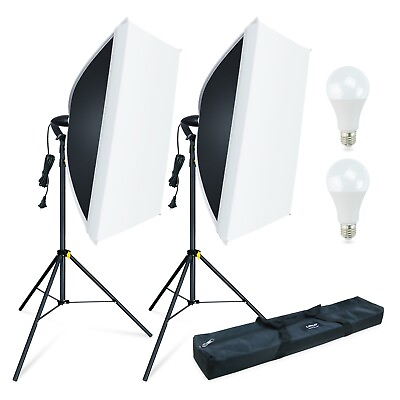 #ad LINCO 2 Softbox Light Kit Photo Studio Photography Continuous Lighting Stand Set $47.99