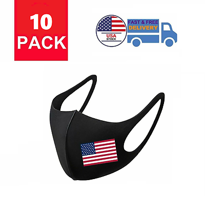 #ad 10 masks American Flag Unisex Face Mask Reusable Washable Cover Masks Men Women $10.99