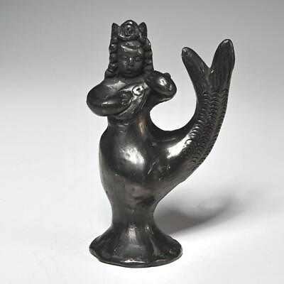 #ad Dona Rosa Black Mermaid Musical Primitive Nautical Sculpture Pottery Whistle $100.00