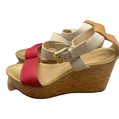#ad Juicy Couture Womens Wedge Sandals Size 9 M Pink Platform Cork Heels $29.95
