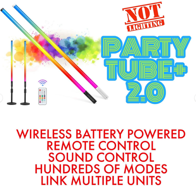 #ad TWO PACK 47quot; Party Tube Pro DJ Wireless Battery Light ModesSound w Stand Remote $279.99