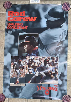 Vtg RARE Rod Carew Spalding Consultant MLB Poster Advertising Baseball 80’s 1983 $49.99