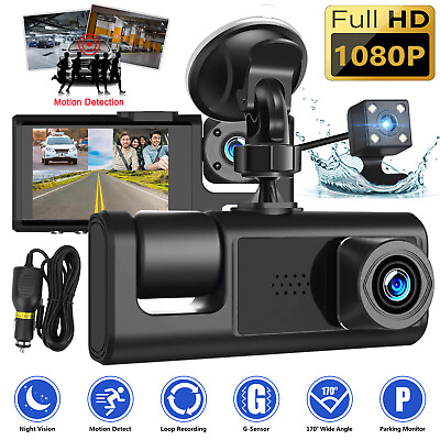 #ad HD 1080P Car Dual Lens Dash Cam Front Rear Inside Video Recorder Camera G sensor $36.98
