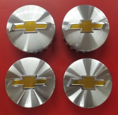 #ad SET of 4 CHEVY 3.25quot; 83mm BRUSHED ALUMINUM Center Caps YEARS: 2014 2017 $19.73