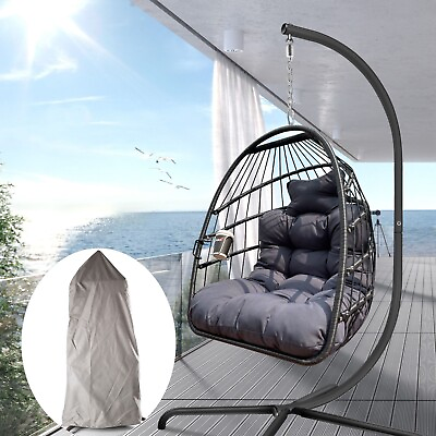 #ad Swing Egg Chair UV Resistant Porch Backyard Foldable Frame Cup Holder with cover $210.99