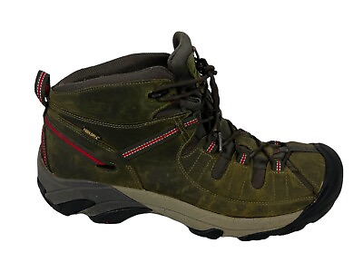 #ad Keen Mens US 15 Hiking Shoes Mid Green Keen Dry Leather Outdoor Hiking $66.65